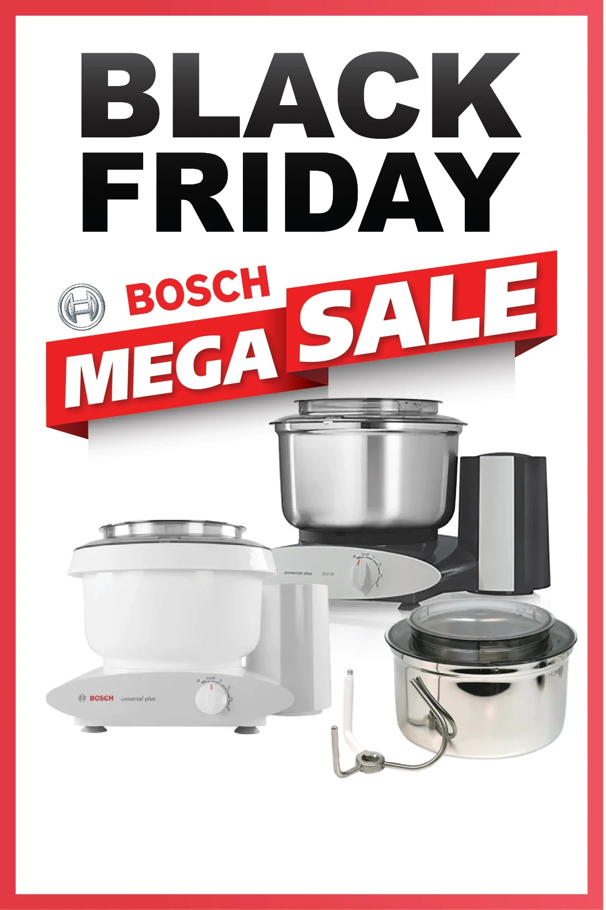 Bosch Universal Plus Mixer with stainless steel bowl for challah COLOR:  Black