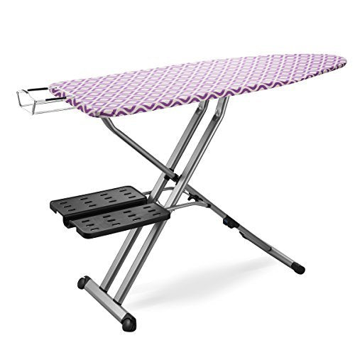 Bartnelli Pro XL Compact Professional Space Saving Folding Ironing Board 4-Leg with Hanger Racks and Cotton Cover, 18-Inch by 54-Inch