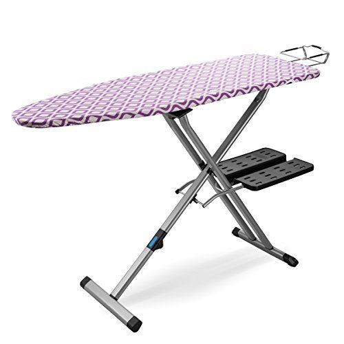 Bartnelli Pro XL Compact Professional Space Saving Folding Ironing Board 4-Leg with Hanger Racks and Cotton Cover, 18-Inch by 54-Inch