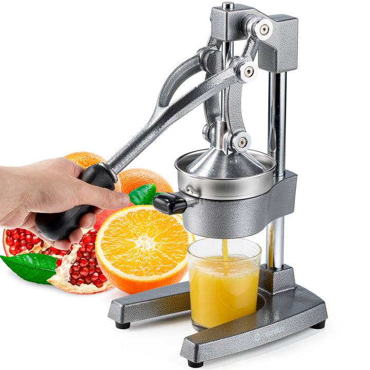 Eurolux Cast Iron Citrus Juicer | Commercial Grade Manual Hand Press | Countertop Squeezer for Fresh Fruit Juice