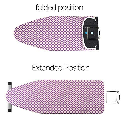 Bartnelli Pro XL Compact Professional Space Saving Folding Ironing Board 4-Leg with Hanger Racks and Cotton Cover, 18-Inch by 54-Inch