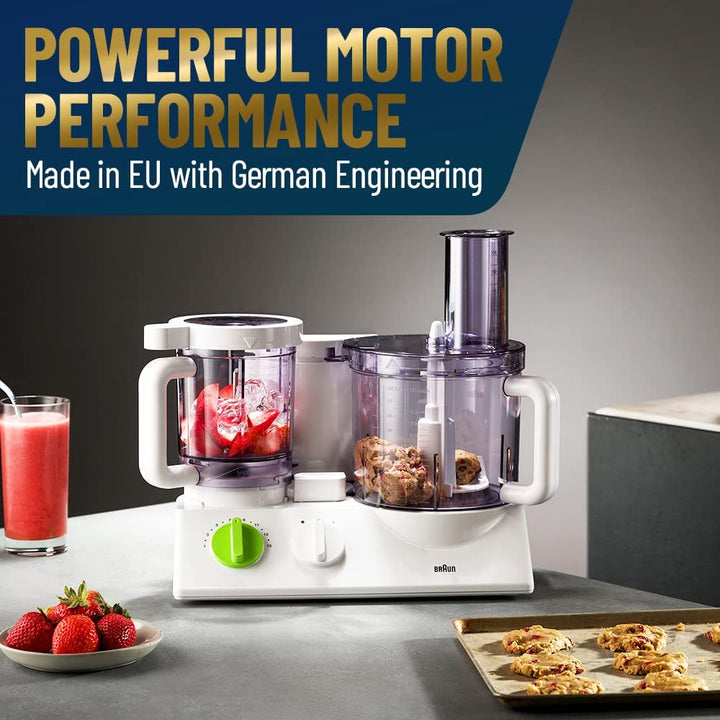 Braun Food Processor FX-3030 Double Bowl 0.75L and 12 Cup Multipurpose Chopper with 8 Attachment Blades With Juice Extractor
