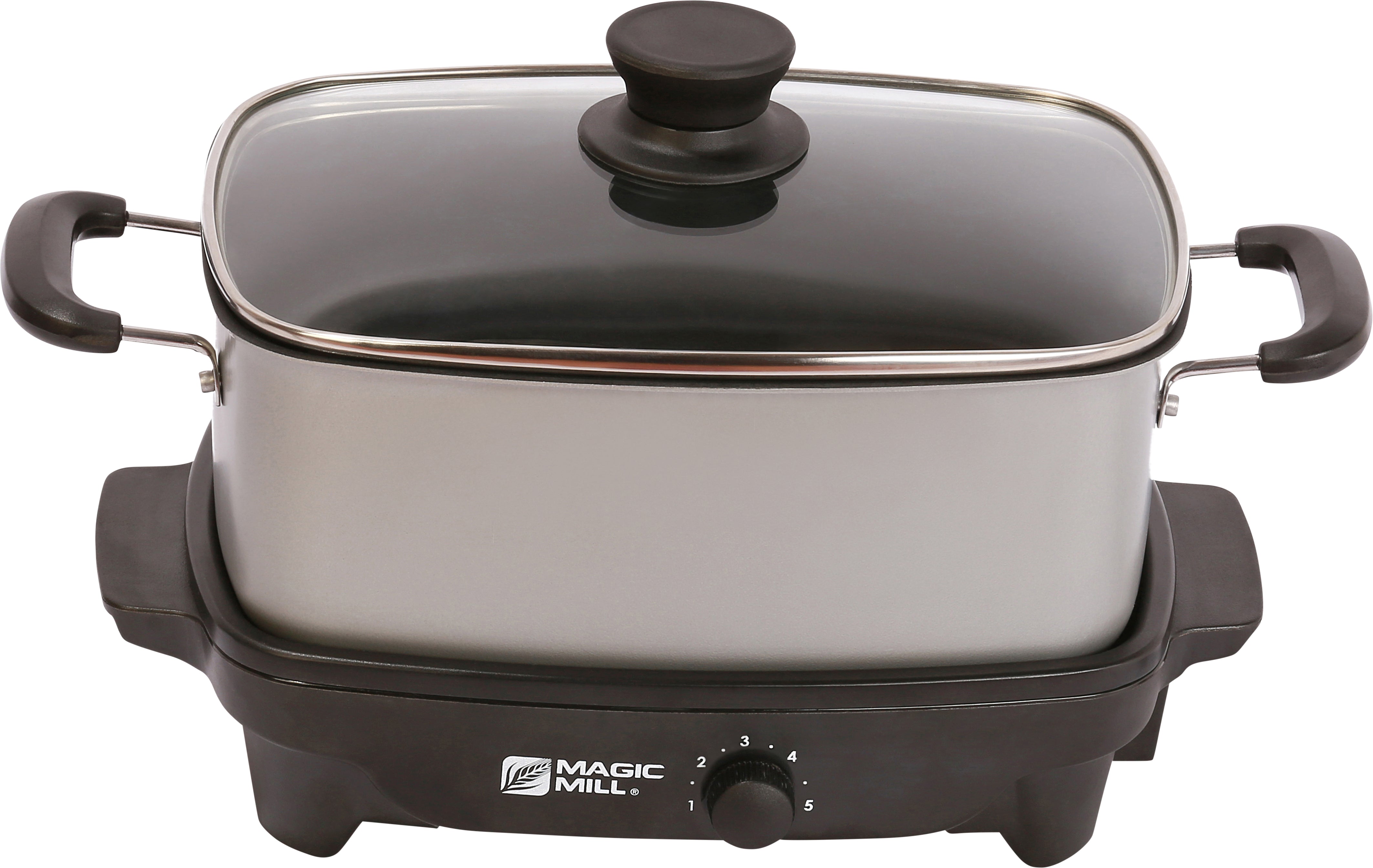 MAGIC MILL DELUXE 10 QT GRAY SLOW COOKER WITH FLAT GLASS COVER AND COO –  Royaluxkitchen