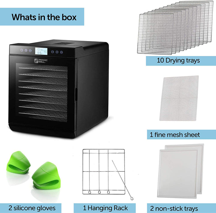 Magic Mill Food Dehydrator Machine 10 Stainless Steel trays MFD-9100