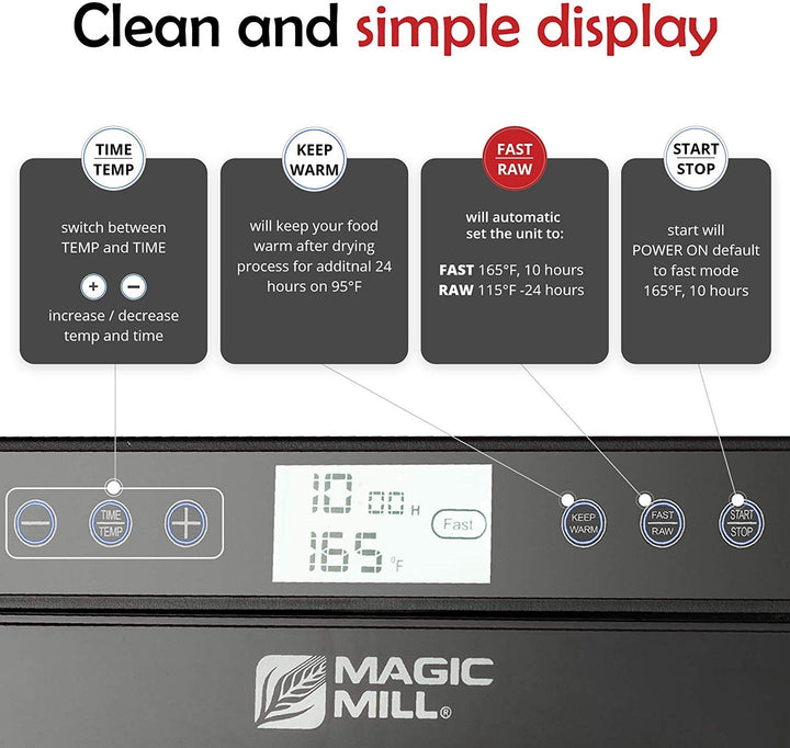 Magic Mill Food Dehydrator Machine 10 Stainless Steel trays MFD-9100