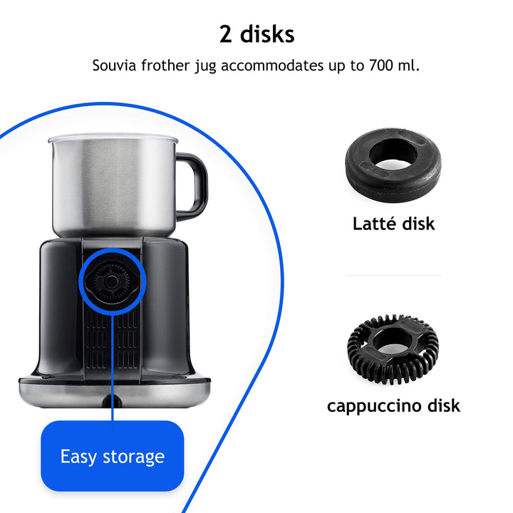 Souvia Automatic Milk Frother and Steamer Machine - Hot and Cold Temperature Control | Electric Milk Foam Maker and Warmer for Latte Coffee Cappuccino and Hot Chocolate | (700 ml) Stainless Steel Milk Jug BPA free, Dishwasher Safe