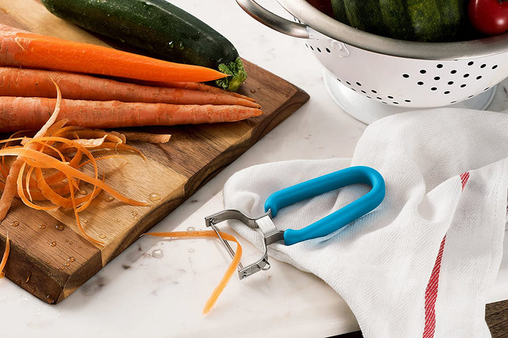 Swissler Silicone Soft Grip Ultra Sharp Stainless Steel Peeler (Turquise)