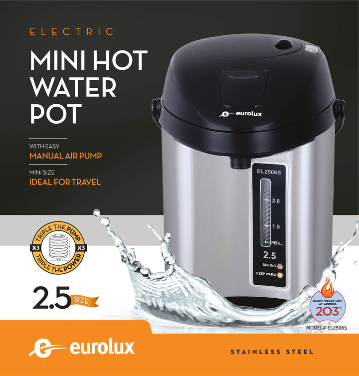 EUROLUX ELECTRIC HOT WATER POT 2.5 QT MODEL# EL2506S
