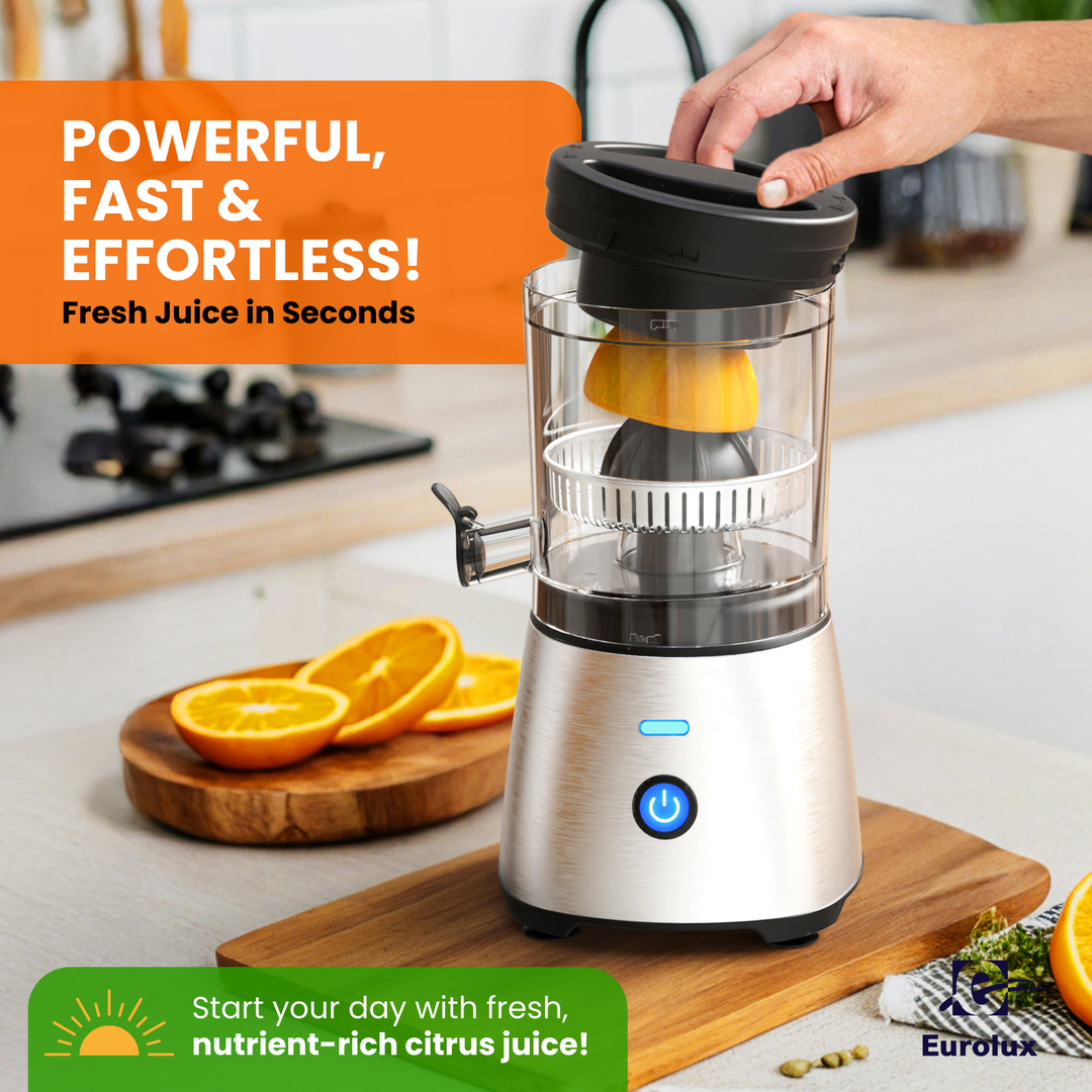 Electric Citrus Juicer – Stainless Steel, Compact & Easy to Use