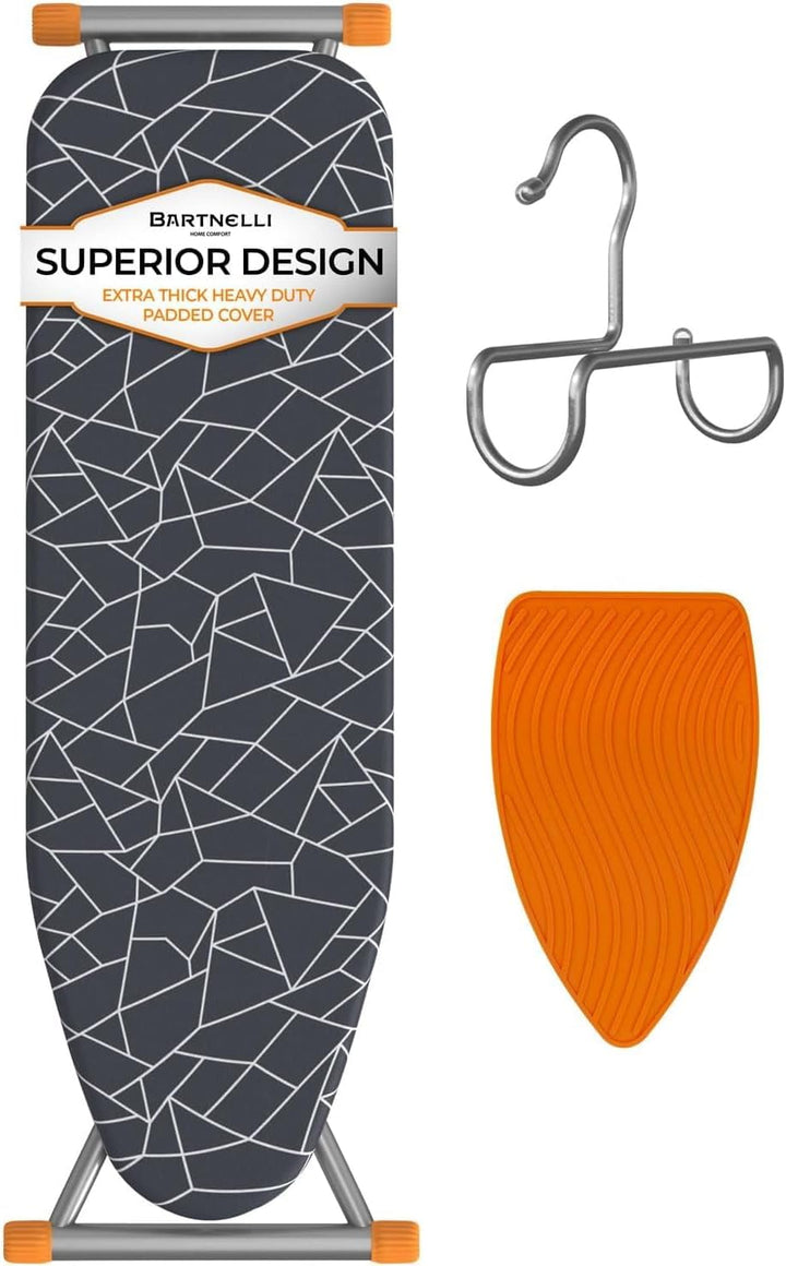 compact-ironing-board-13x43-space-saving-steel-foldable-iron-board-4-layer-cotton-cover-adjustable-height-bonus-hanger-and-silicone-iron-pad