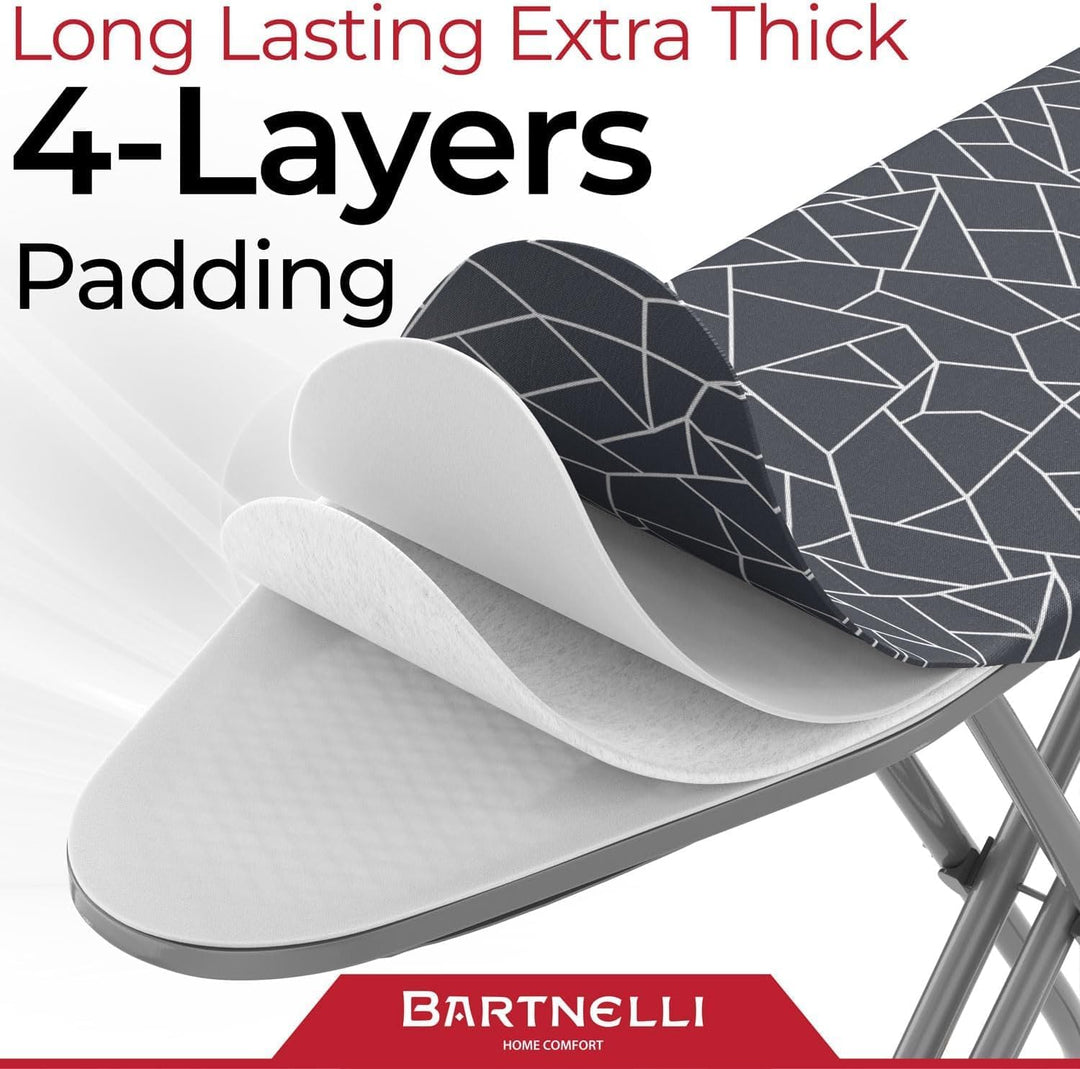 compact-ironing-board-13x43-space-saving-steel-foldable-iron-board-4-layer-cotton-cover-adjustable-height-bonus-hanger-and-silicone-iron-pad