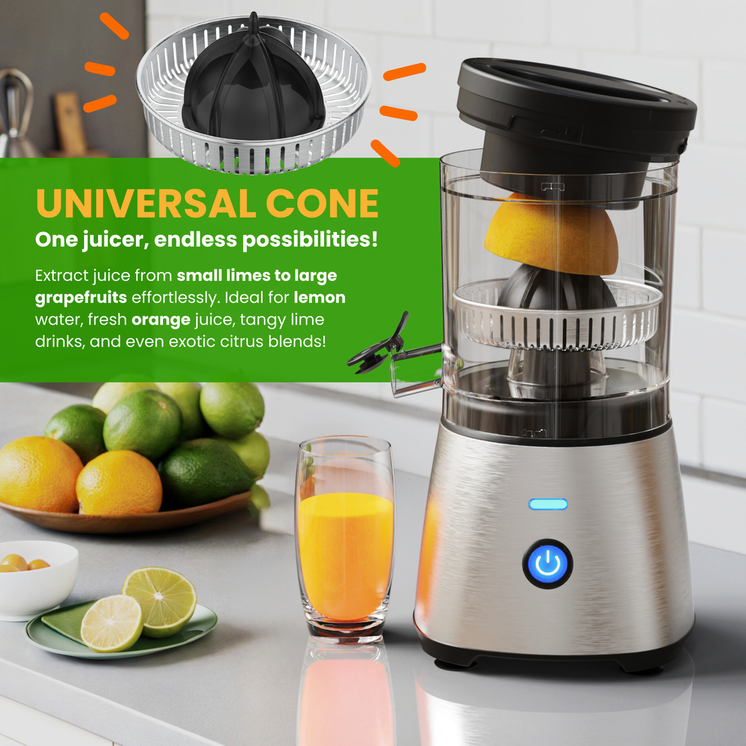 Electric Citrus Juicer – Stainless Steel, Compact & Easy to Use