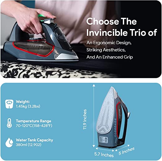 Bartnelli Pro Luxury Steam Iron for Clothes New Powerful Steam