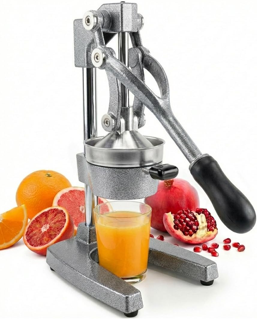 Eurolux Cast Iron Citrus Juicer | Commercial Grade Manual Hand Press | Countertop Squeezer for Fresh Fruit Juice