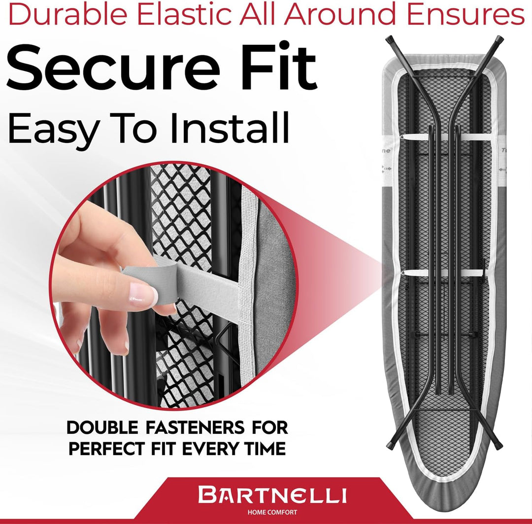 Bartnelli Ironing Board Cover and Pad, Made in Europe with New Patent Technology Size 44x14