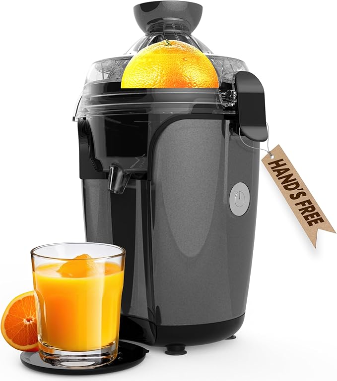 Eurolux Hands-Free Electric Citrus Juicer Machine, Orange Lime Grapefruit Lemon Squeezer, Easy to Clean,