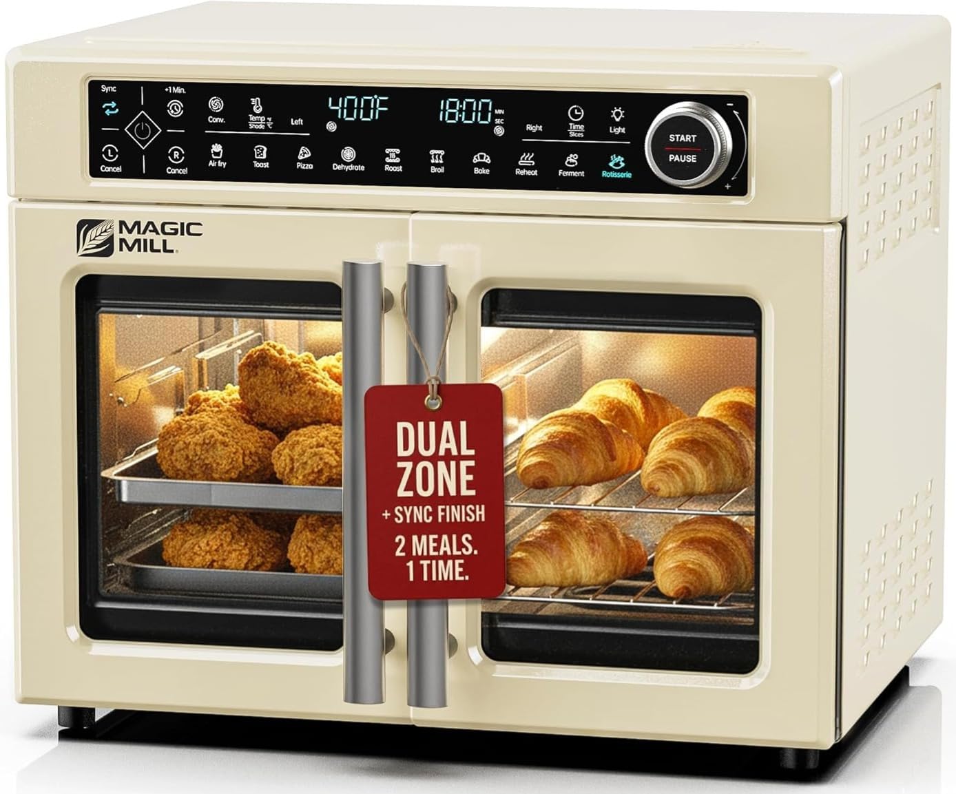 Magic Mill Ultra-Premium Dual-Zone Stainless Steel Air Fryer Toaster O