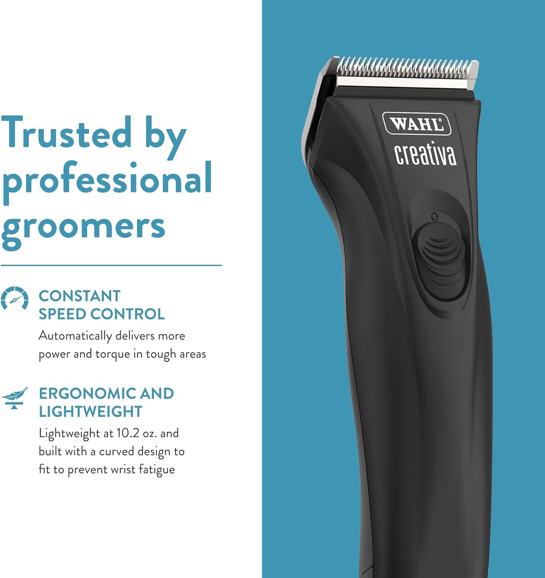 Wahl Professional Animal Creativa Cordless Dog, Cat, Pet, and Horse Clipper with 5-in-1 Adjustable Blade - Black