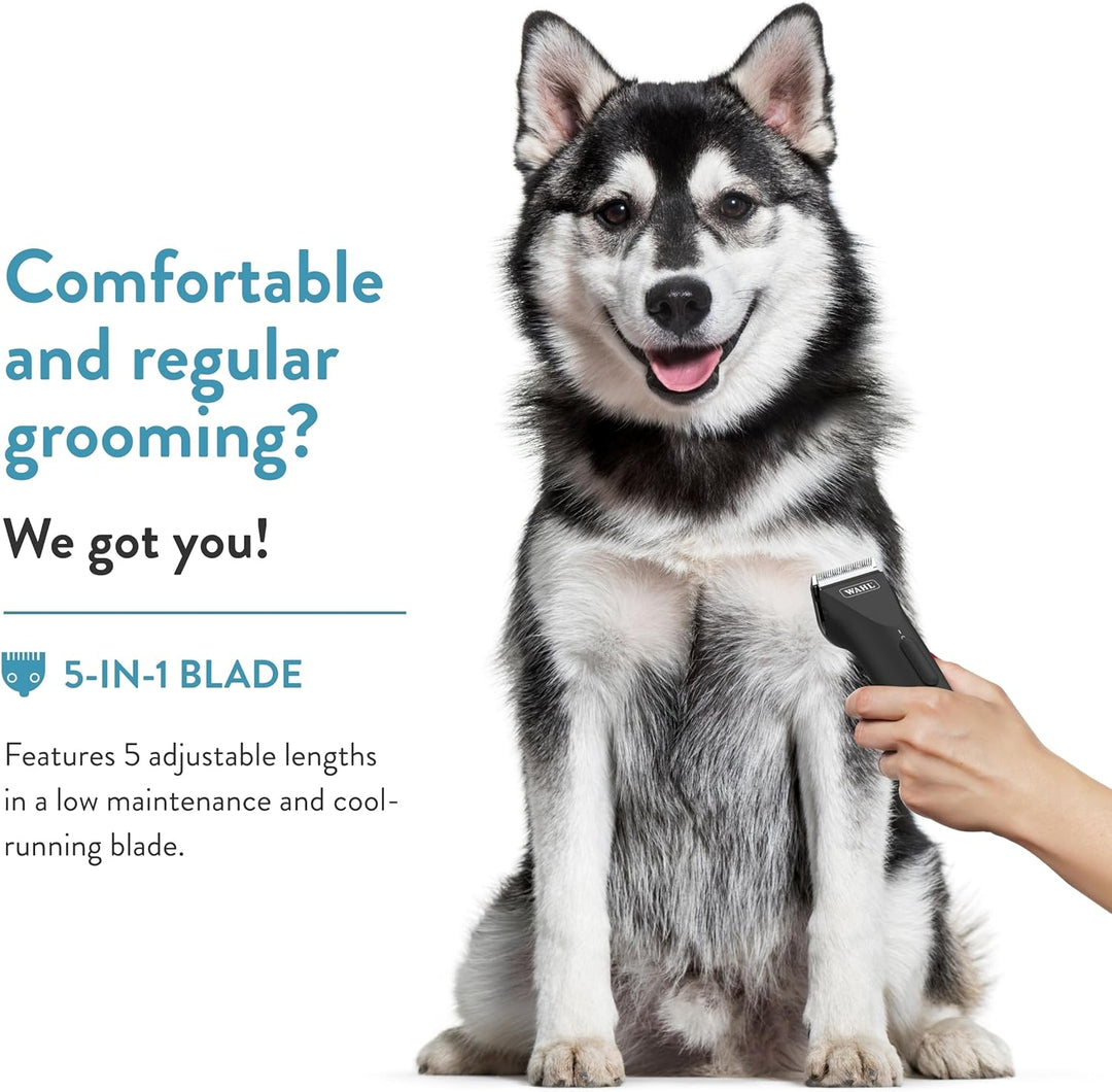 Wahl Pro Animal 5 Style Groom Clipper - Cat & Dog Clippers - Adjustable 5-in-1 Blade - Cordless Design - 80 Min Runtime