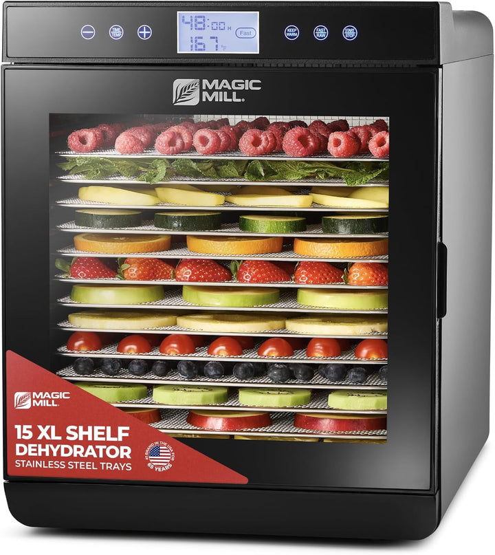 Magic Mill Food Dehydrator Machine 15 Stainless Steel trays MFD-9100