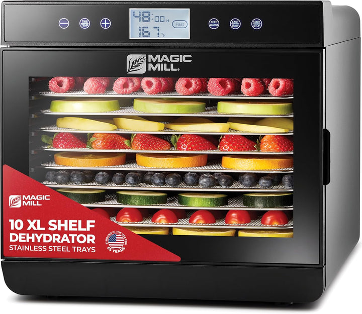 Magic Mill Premium Food Dehydrator 10 Extra-Large Stainless Steel Trays MFD-7100 (Upgraded)