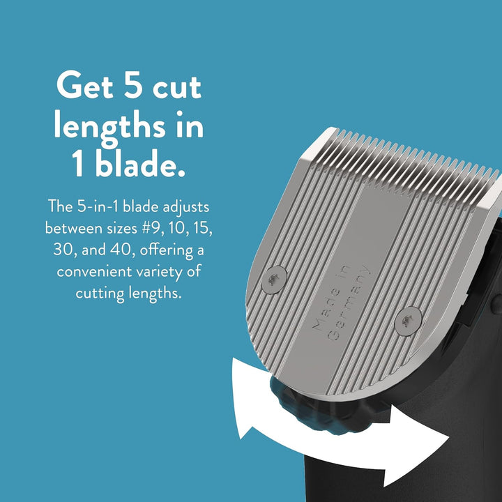 Wahl Pro Animal 5 Style Groom Clipper - Cat & Dog Clippers - Adjustable 5-in-1 Blade - Cordless Design - 80 Min Runtime