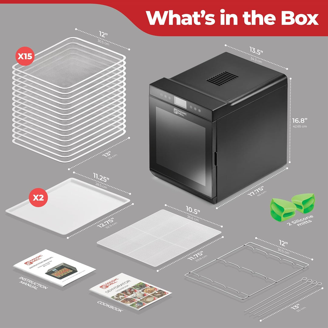 Magic Mill Food Dehydrator Machine 15 Stainless Steel trays MFD-9100