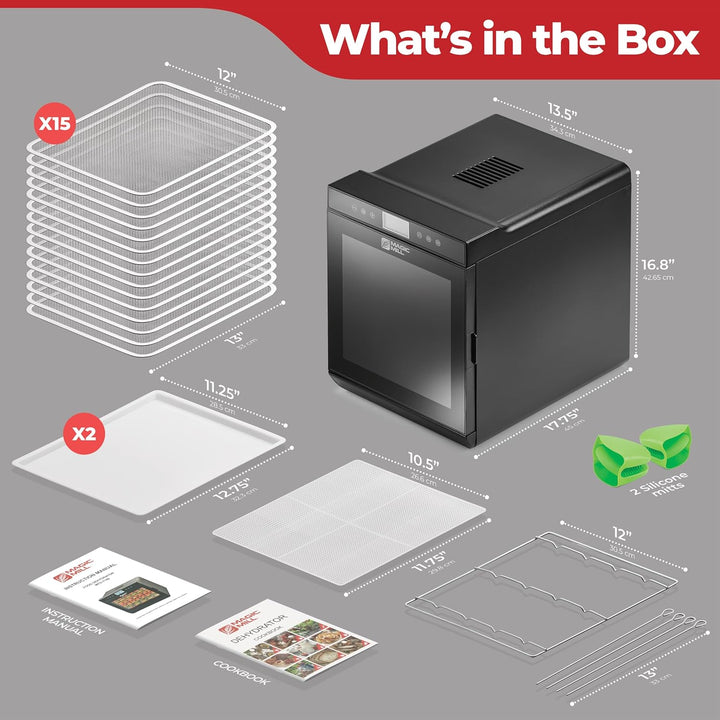 Magic Mill Food Dehydrator Machine 15 Stainless Steel trays MFD-9100