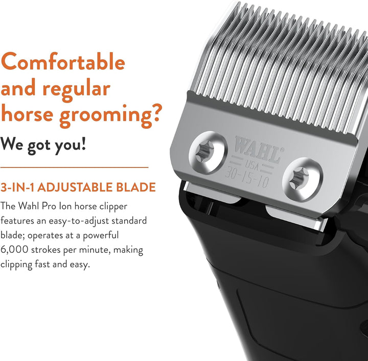 Wahl Professional Animal Pro Ion Equine Cordless Horse Clipper and Grooming Kit