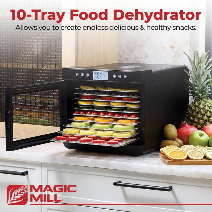Magic Mill Premium Food Dehydrator 10 Extra-Large Stainless Steel Trays MFD-7100 (Upgraded)