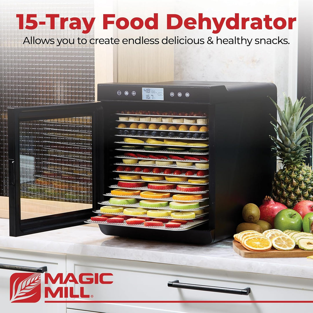 Magic Mill Food Dehydrator Machine 15 Stainless Steel trays MFD-9100