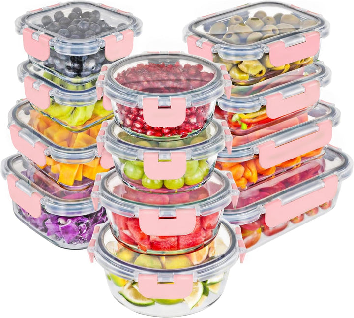 Magic Mill Glass Storage Containers with lids Set | Ultimate 24pc Set with BPA-Free Airtight Locking Lids for Lunch, Food Storage, Meal Prep, Safe in Fridge, Freezer, Dishwasher Safe for Easy Clean