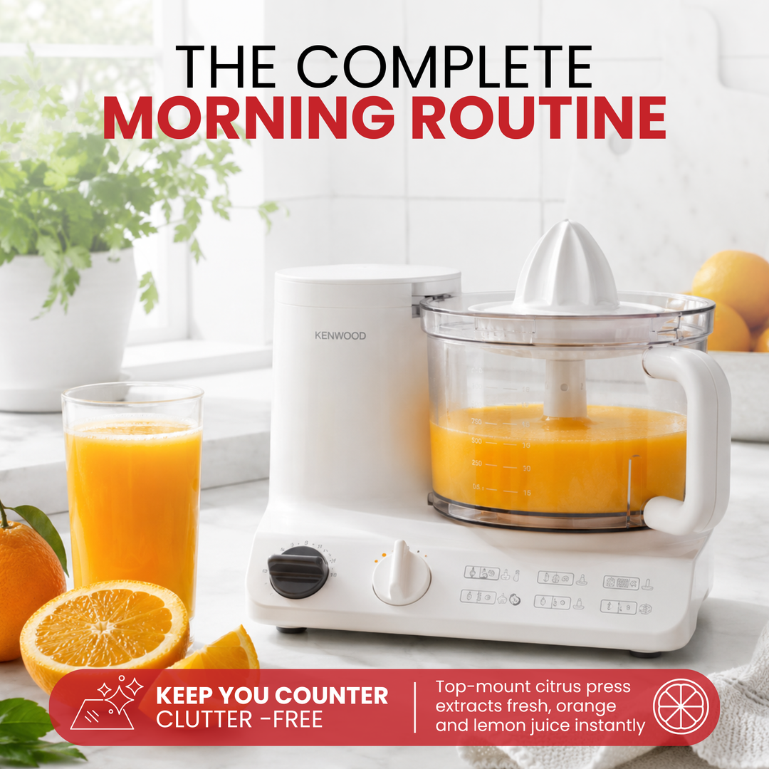 Kenwood FDP10.3020 12-Cup Food Processor | Ultra-Quiet 10-in-1 European System with Traditional Kugel Blade & Citrus Juicer