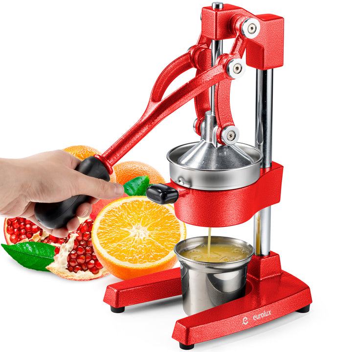 Eurolux Cast Iron Citrus Juicer | Commercial Grade Manual Hand Press | Countertop Squeezer for Fresh Fruit Juice
