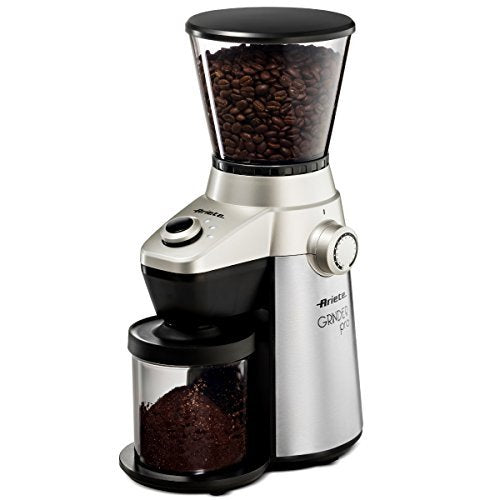 Ariete Conical Burr Electric Coffee Grinder - Professional Heavy Duty Stainless Steel | Ultra Fine Grind with Adjustable Cup Size | 15 Fine - Coarse Grind Size Settings