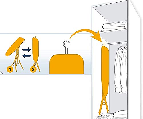 Bartnelli Rorets Compact Space Saving Ironing Board Hanger – with Smart Hanger for Easy Storage | 4 Layer Cover Pad | 4 Leg, Lightweight, for Home Laundry Room, Dorm Use, or Small Space 43x13 H. 35"