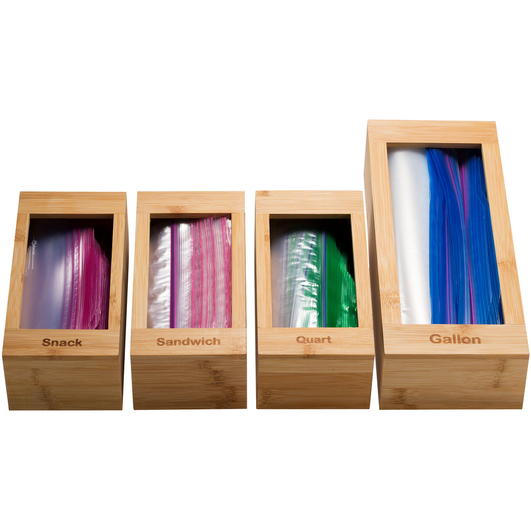 Dropship Bamboo Ziplock Bag Organizer For Drawer; Containers For