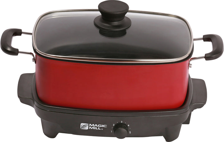 MAGIC MILL 6 QT RED SLOW COOKER WITH COVER KNOB AND COOL TOUCH HANDLES MODEL# MSC629