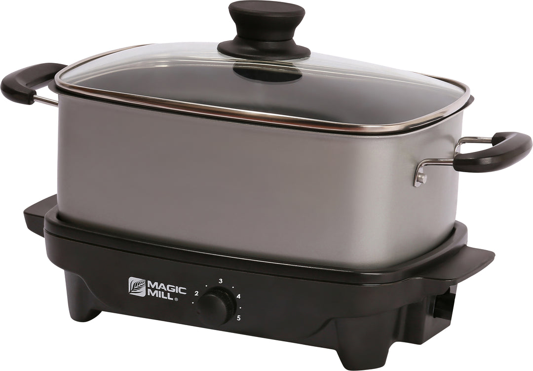 MAGIC MILL 6 QT GRAY SLOW COOKER WITH COVER KNOB AND COOL TOUCH HANDLE –  Royaluxkitchen