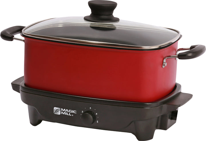 MAGIC MILL 6 QT RED SLOW COOKER WITH COVER KNOB AND COOL TOUCH HANDLES MODEL# MSC629