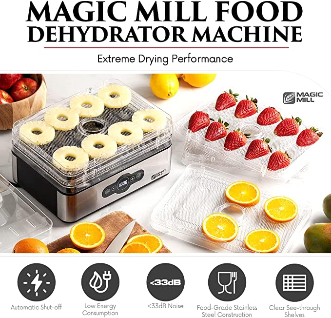 Magic Mill Food Dehydrator Machine 5 Plastic Trays MFD-6051