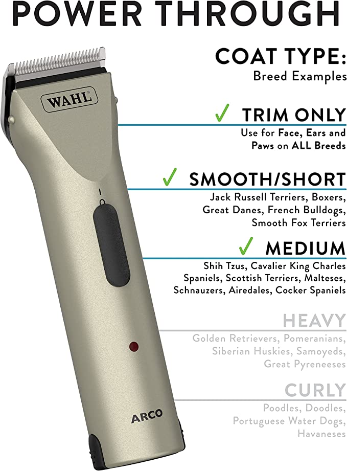Wahl Professional Animal Arco Pet, Dog, Cat, and Horse Cordless Clipper Kit, Champagne (#8786-452)