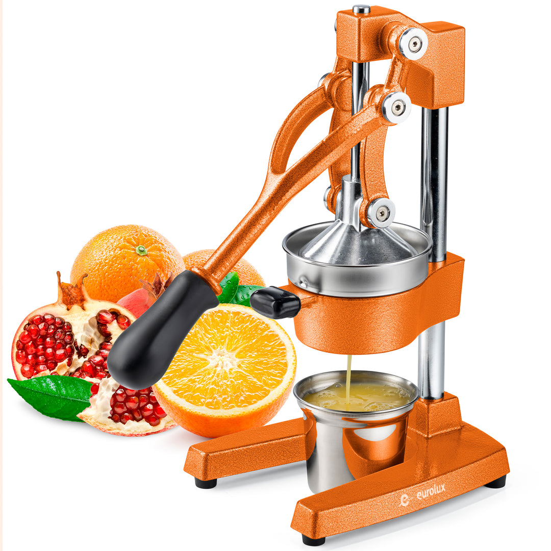 Eurolux Cast Iron Citrus Juicer | Commercial Grade Manual Hand Press | Countertop Squeezer for Fresh Fruit Juice