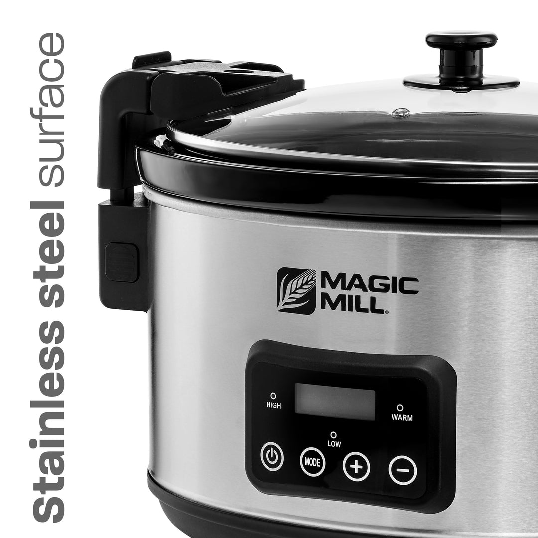 Magic Mill 8.5 Quart Slow Cooker Crock Pot, Digital Programmable, 20 Hour  Timer, 3 Cooking Settings, Locking Lid for Easy Transport, Dishwasher Safe  