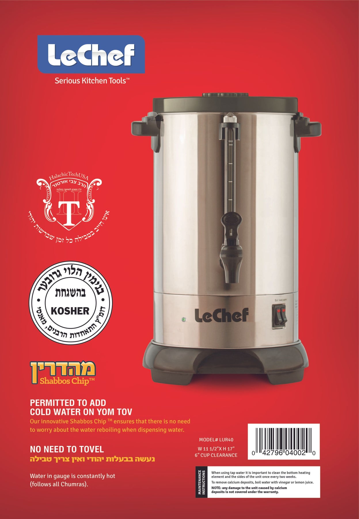 LE'CHEF ELECTRIC HOT WATER URN 30 CUP MODEL# LUR30 – Royaluxkitchen