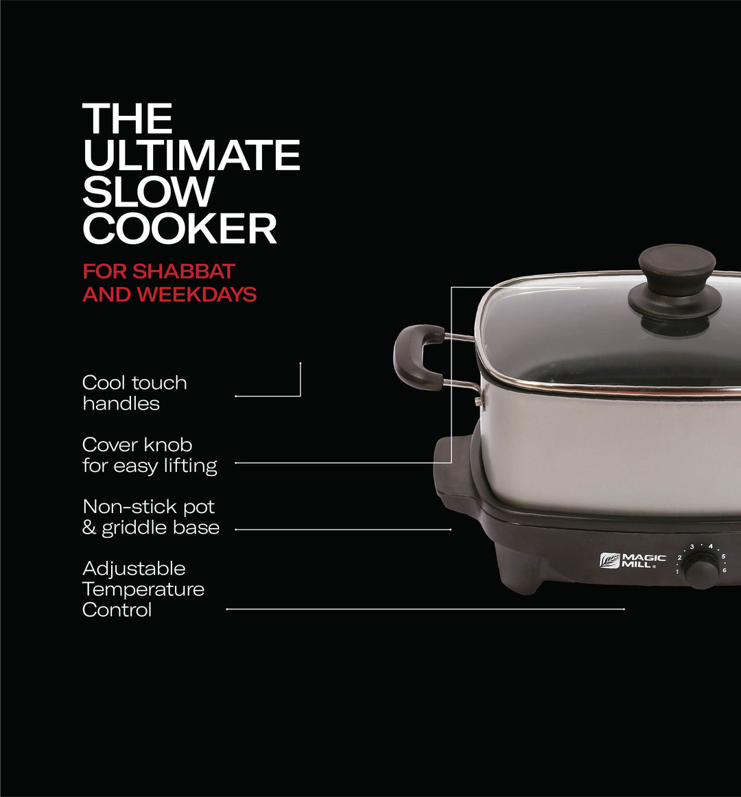 MAGIC MILL DELUXE 10 QT GRAY SLOW COOKER WITH FLAT GLASS COVER AND COO –  Royaluxkitchen