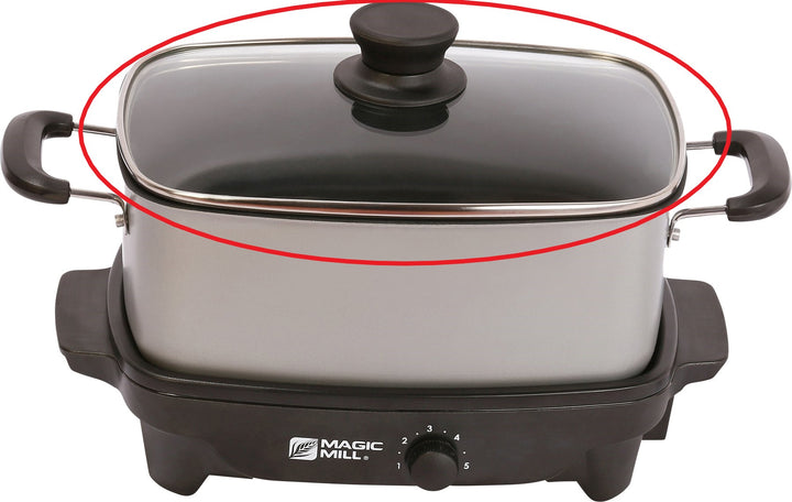 COVER WITH KNOB FOR MAGIC MILL AND EUROLUX RECTANGLE SLOW COOKER CROCK POTS