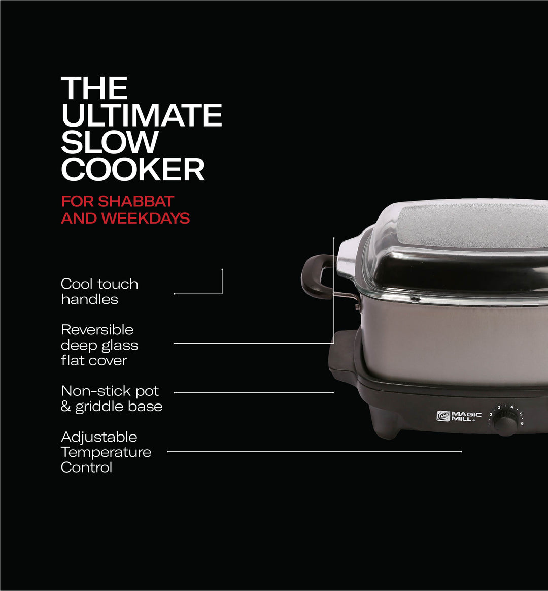 MAGIC MILL 6 QT 220V GRAY SLOW COOKER WITH FLAT GLASS COVER AND COOL TOUCH HANDLES MODEL# MSC632