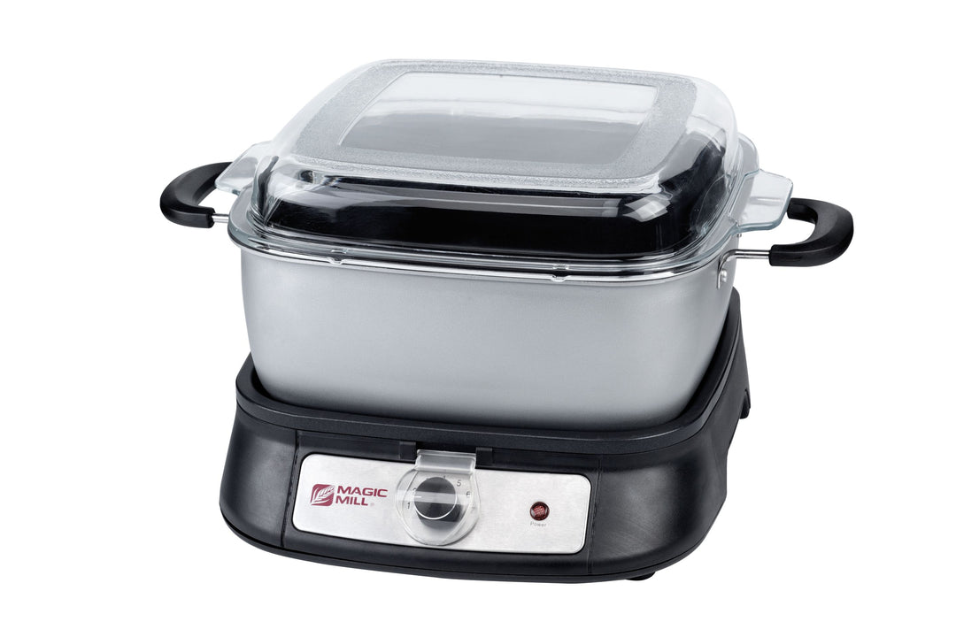 MAGIC MILL  DELUXE 12.5 QT GRAY SLOW COOKER WITH FLAT GLASS COVER AND COOL TOUCH HANDLES MODEL# MSC1242